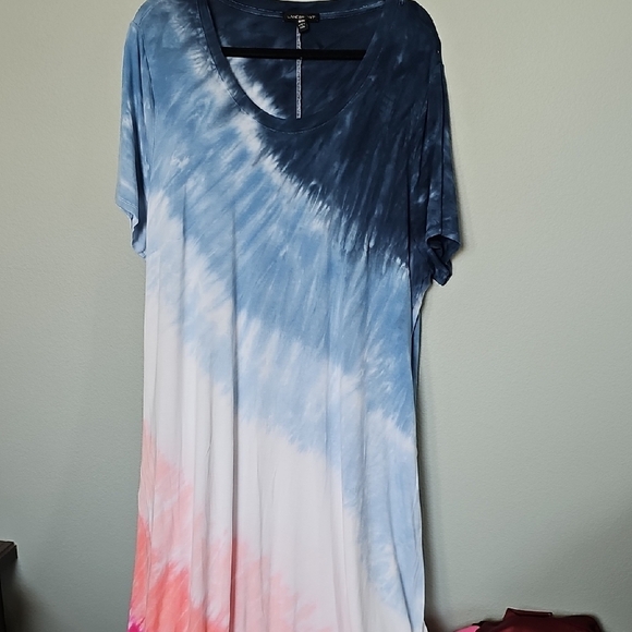 Lane Bryant 18/20 Summer Vibrant Tie-Dye Maxi Short Sleeve Dress - Picture 1 of 9
